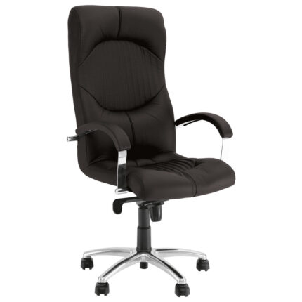 Scaun directorial Germes Steel Chrome, piele naturala, negru