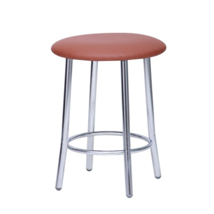 Scaun dining de tip taburet Talli Chrome, piele ecologica N-04, maro